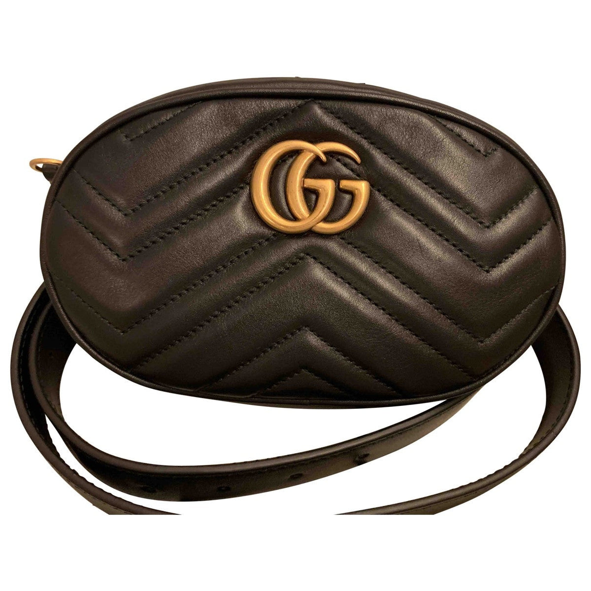 Gucci gg marmont circle black leather clutch bag