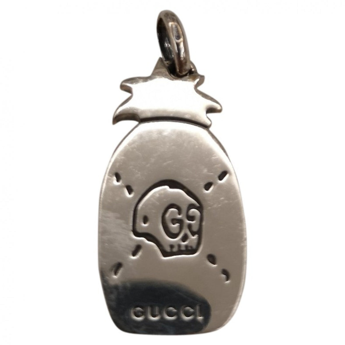 Gucci dog tag metallic silver pendants