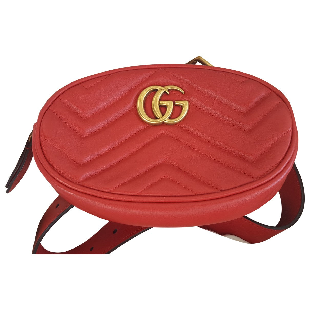 Gucci marmont red leather clutch bag