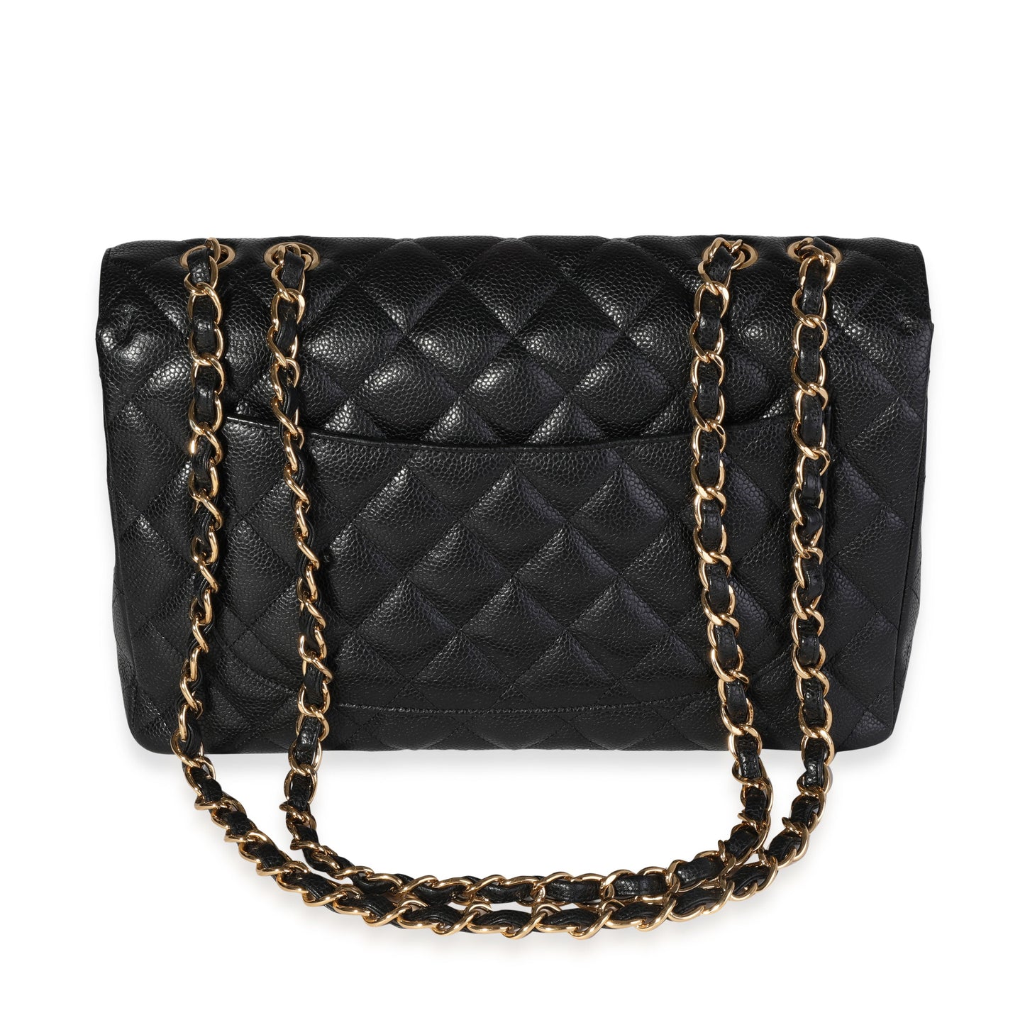 Black Quilted Caviar Jumbo Classic Single Flap Bag