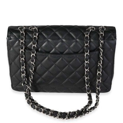 Black Quilted Caviar Jumbo Classic Single Flap Bag