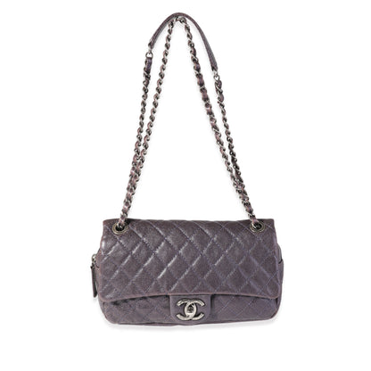 Purple Quilted Caviar Easy Flap Bag