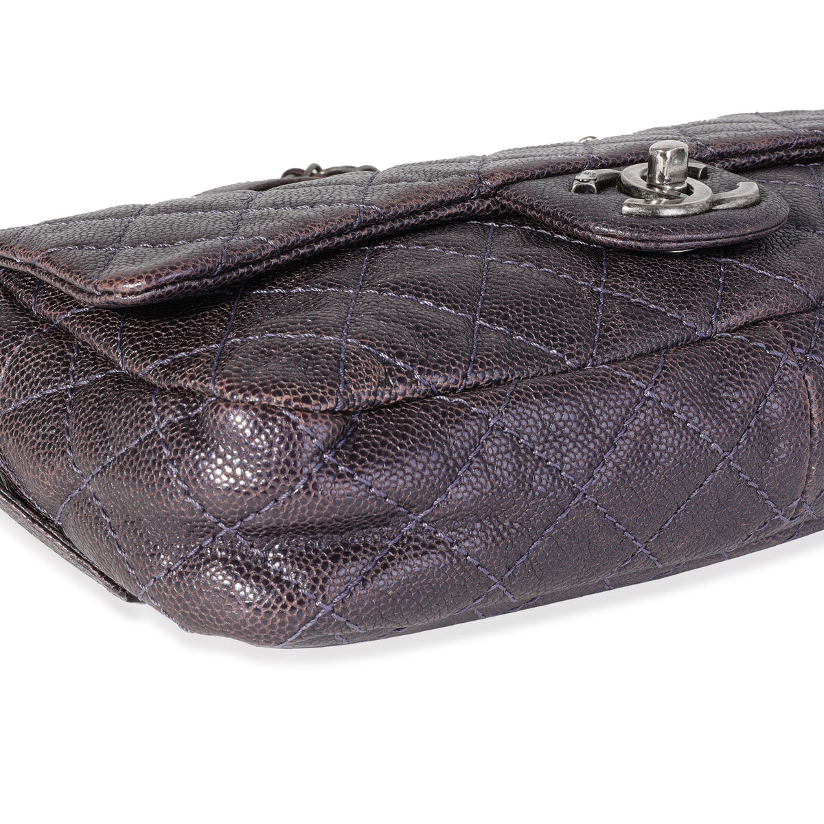 Purple Quilted Caviar Easy Flap Bag