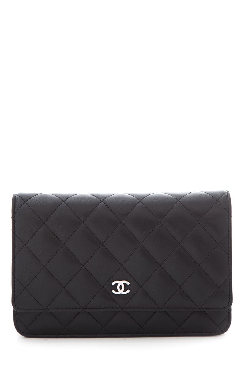 Chanel 2018 Black Lamb Skin Wallet on Chain Cross-Body