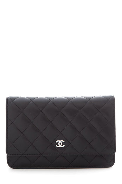 Chanel 2018 Black Lamb Skin Wallet on Chain Cross-Body