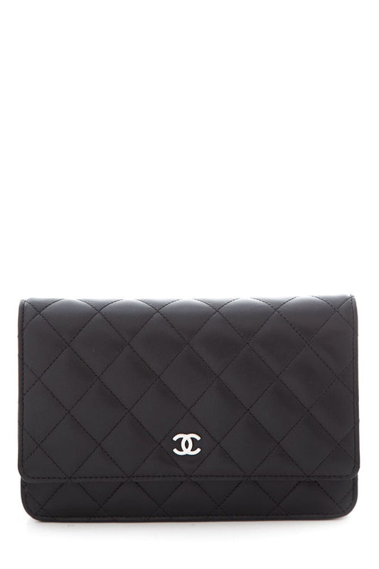 Chanel 2018 Black Lamb Skin Wallet on Chain Cross-Body