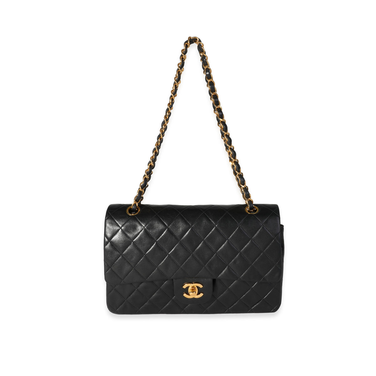 Vintage Black Quilted Lambskin Medium Classic Double Flap Bag