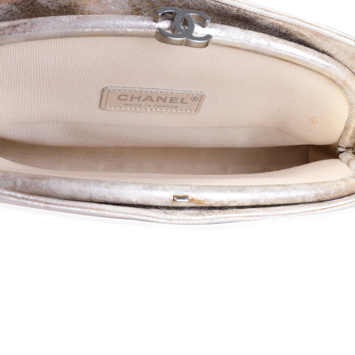Metallic Gold Iridescent Calfskin Paris-Bombay Frame Clutch
