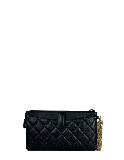 Chanel Black Leather Quilted Reissue Wallet Wristlet Bag