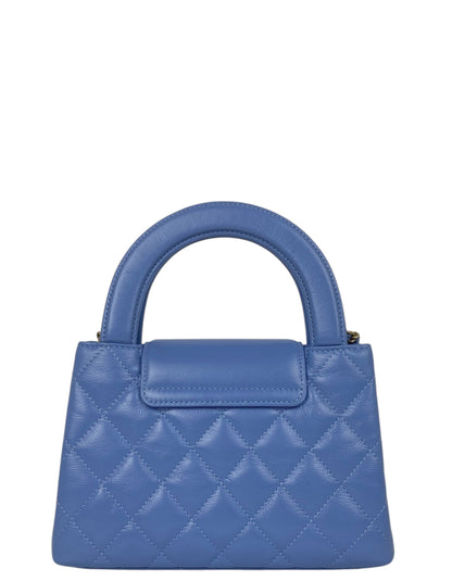 Chanel 2025 Blue Calfskin Quilted Nano Kelly Shopper