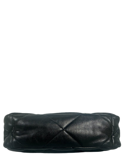 Chanel Silvertone Black Lambskin Quilted Medium 19 Bag
