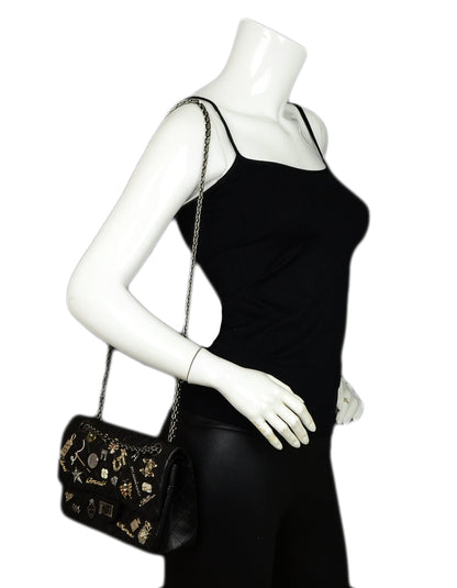 Chanel Black Calfskin Quilted 2.55 Lucky Charms 225 Reissue Double Flap Bag