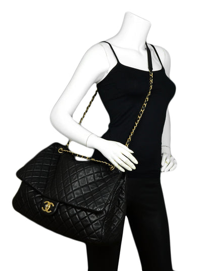 Chanel Black Calfskin Leather Airlines XXL CC Flap Bag