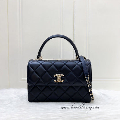 Chanel Small Trendy CC Top Handle Flap in Navy Blue Lambskin and LGHW