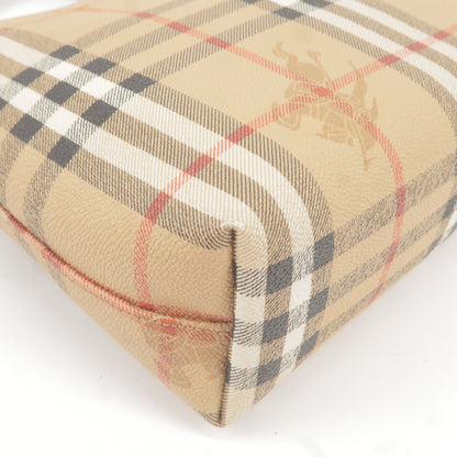 BURBERRY Nova Plaid PVC Leather Shoulder Bag Beige Brown