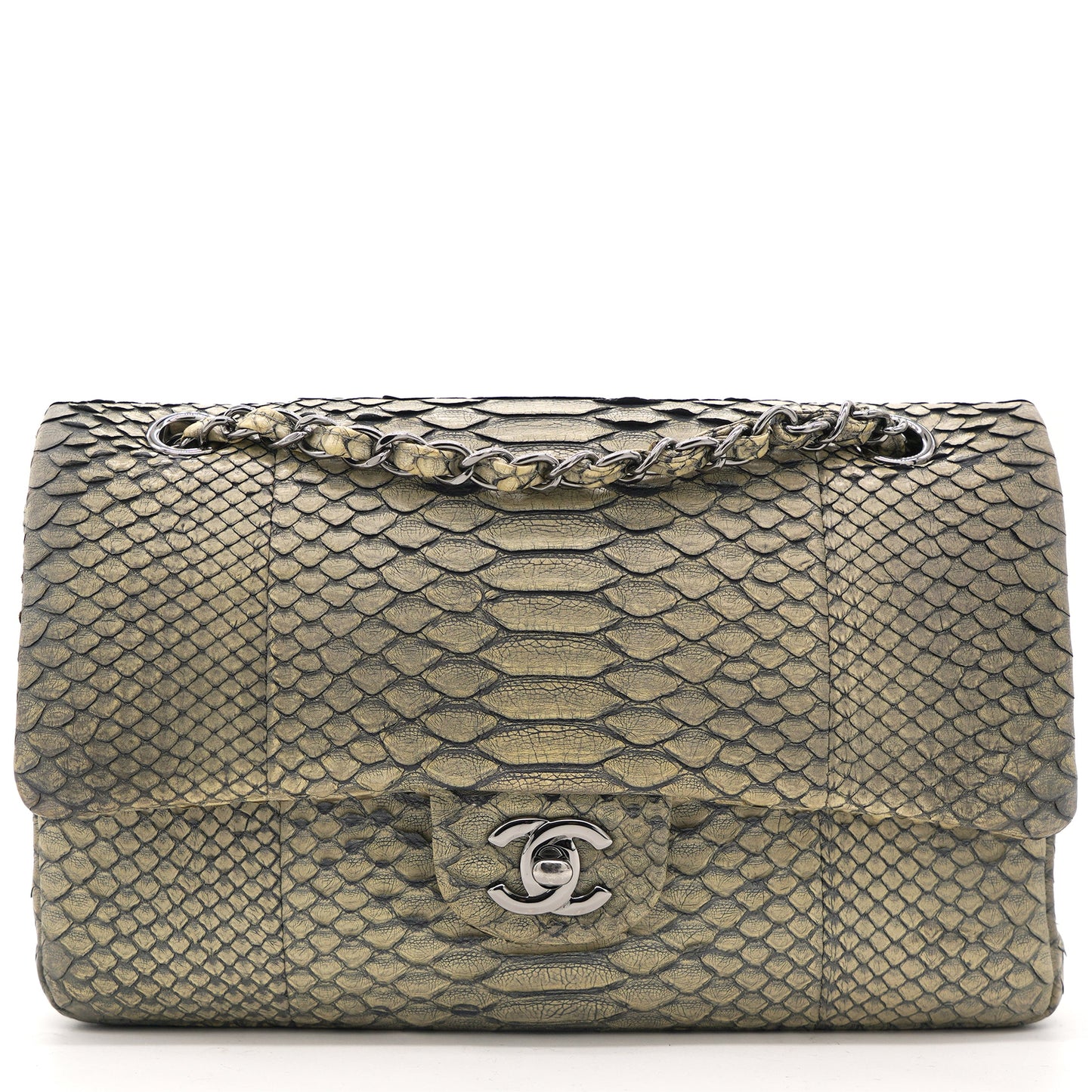 Classic Flap Medium Bag Grey Snakeskin