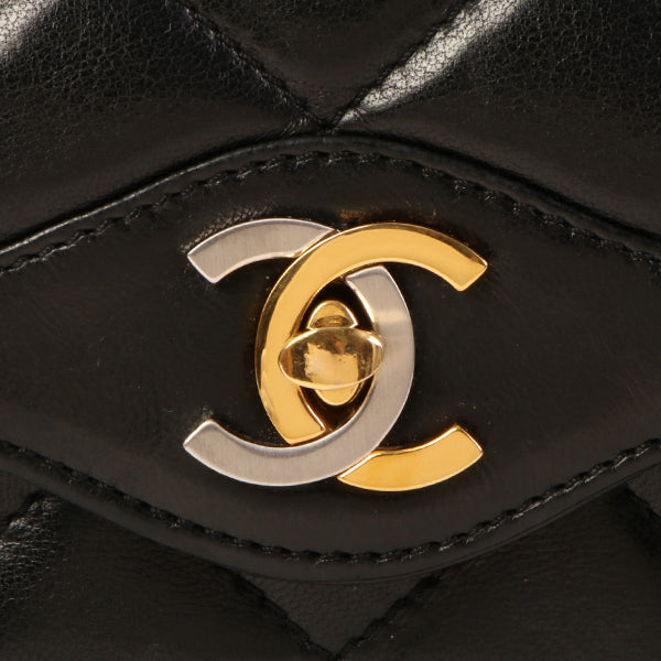 CHANEL Around 1992 Made Paris Limited Design Flap Chain Bag Black