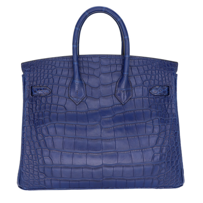 Hermès 25cm Birkin Bleu Saphir Matte Alligator Palladium Hardware