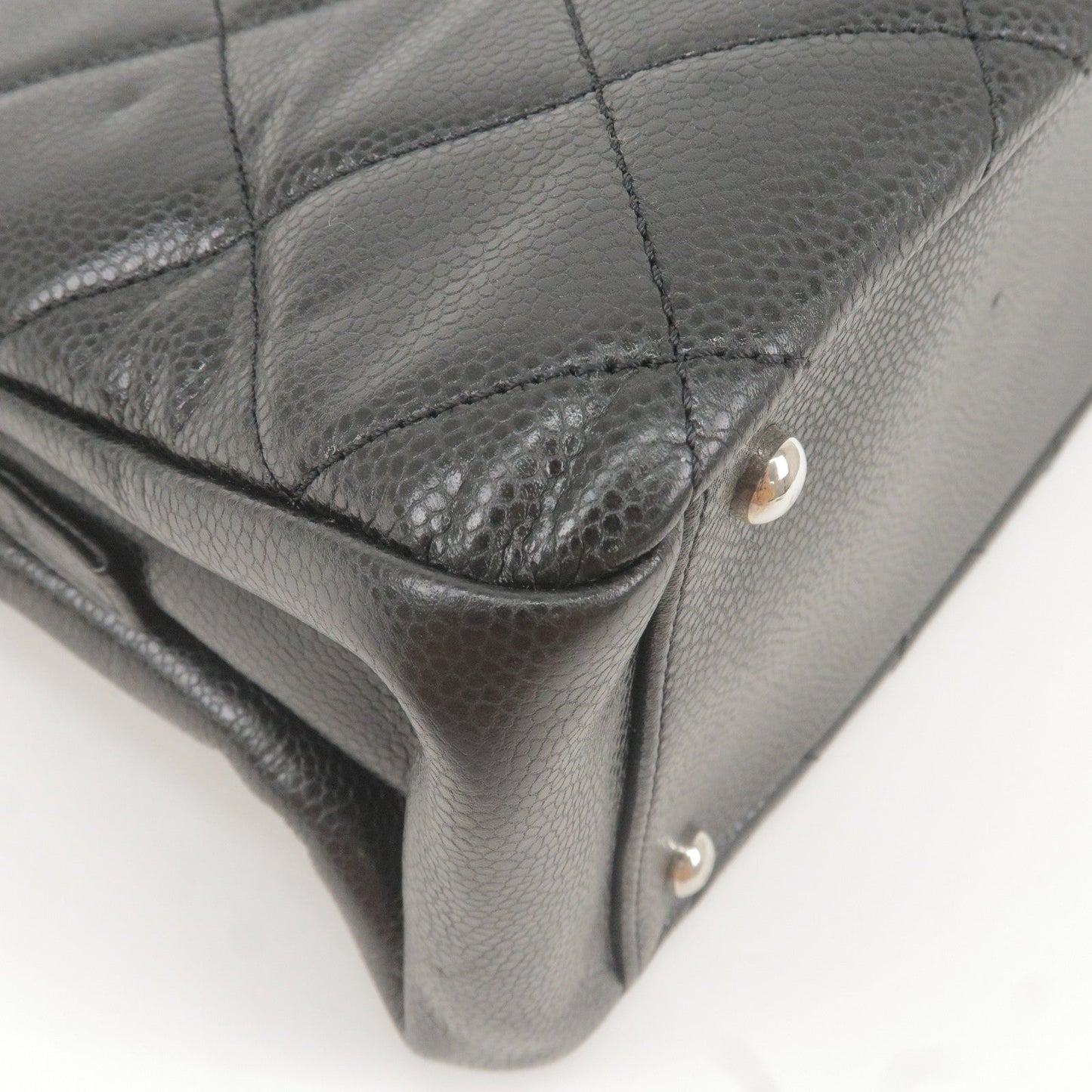 CHANEL Matelasse Caviar Skin Chain Tote Bag Black A67294