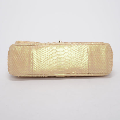 Chanel Light Beige Iridescent Python Large Double Flap Bag