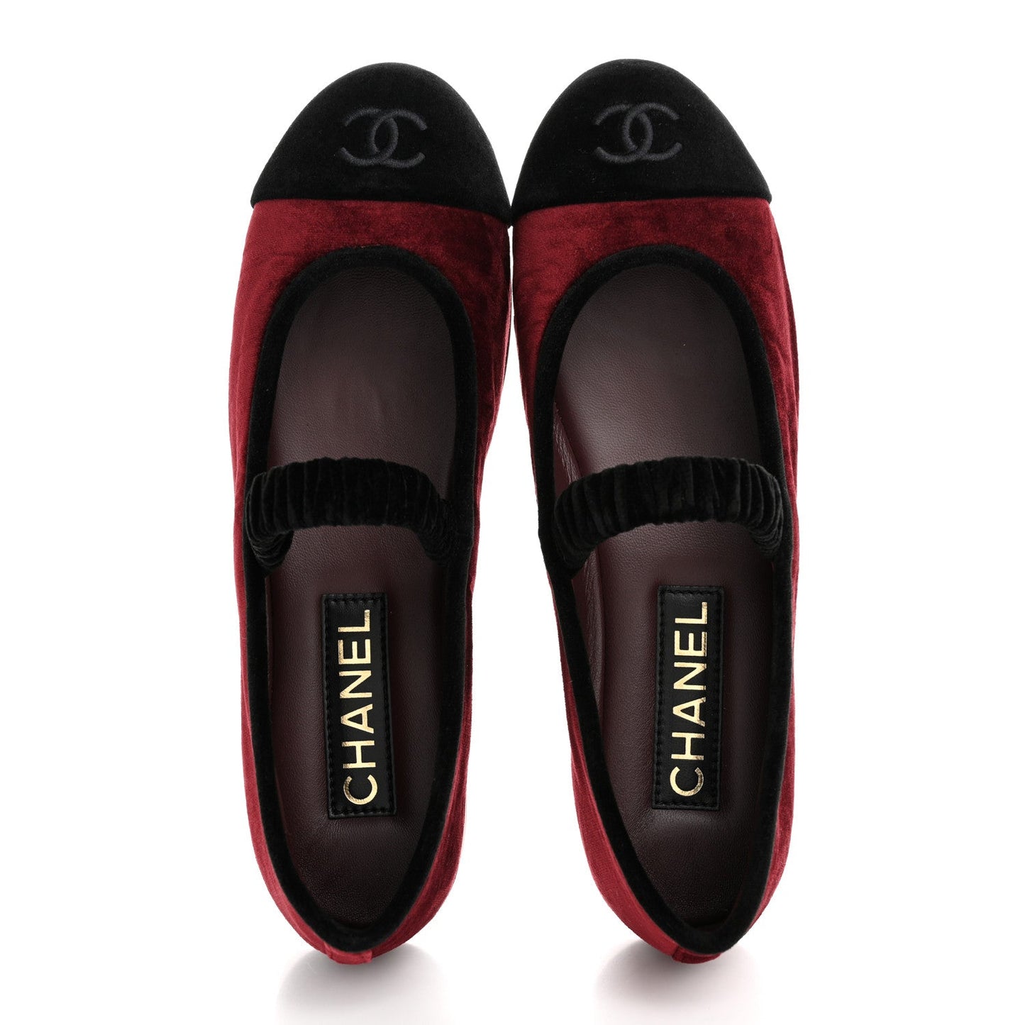 Velvet Mary Jane Flats 38 Burgundy Black