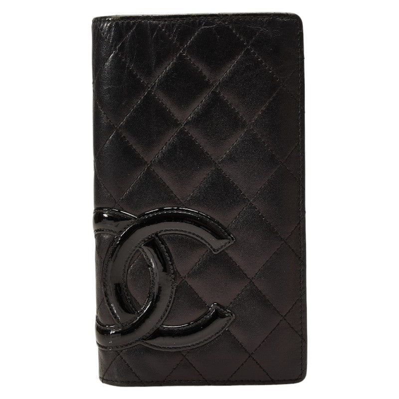 Chanel Combon Line Cocomark Long Wallet Two Foldable Wallet Black Leather Lady CHANEL [Originals]