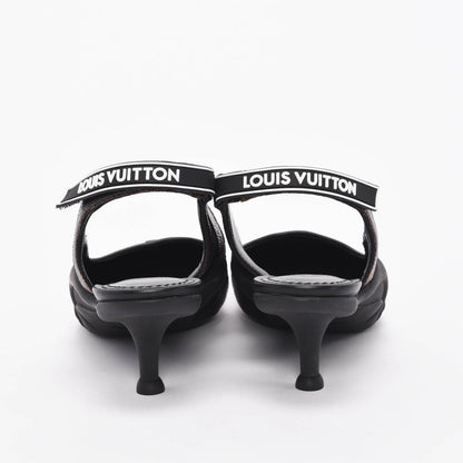 Louis Vuitton Black Lambskin & Monogram Archlight Slingback Pumps 37