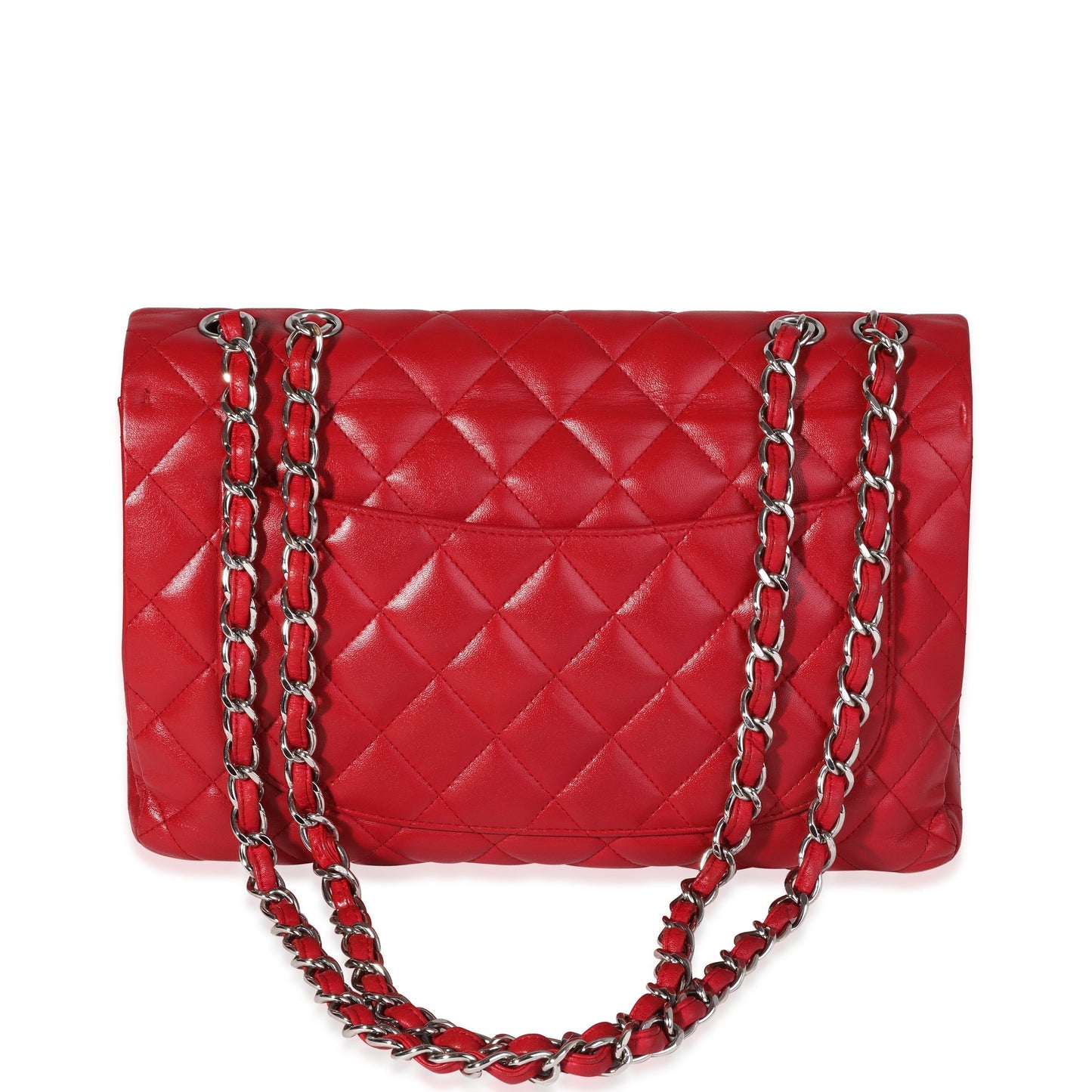 Chanel Red Quilted Lambskin Jumbo Classic Single Flap Bag