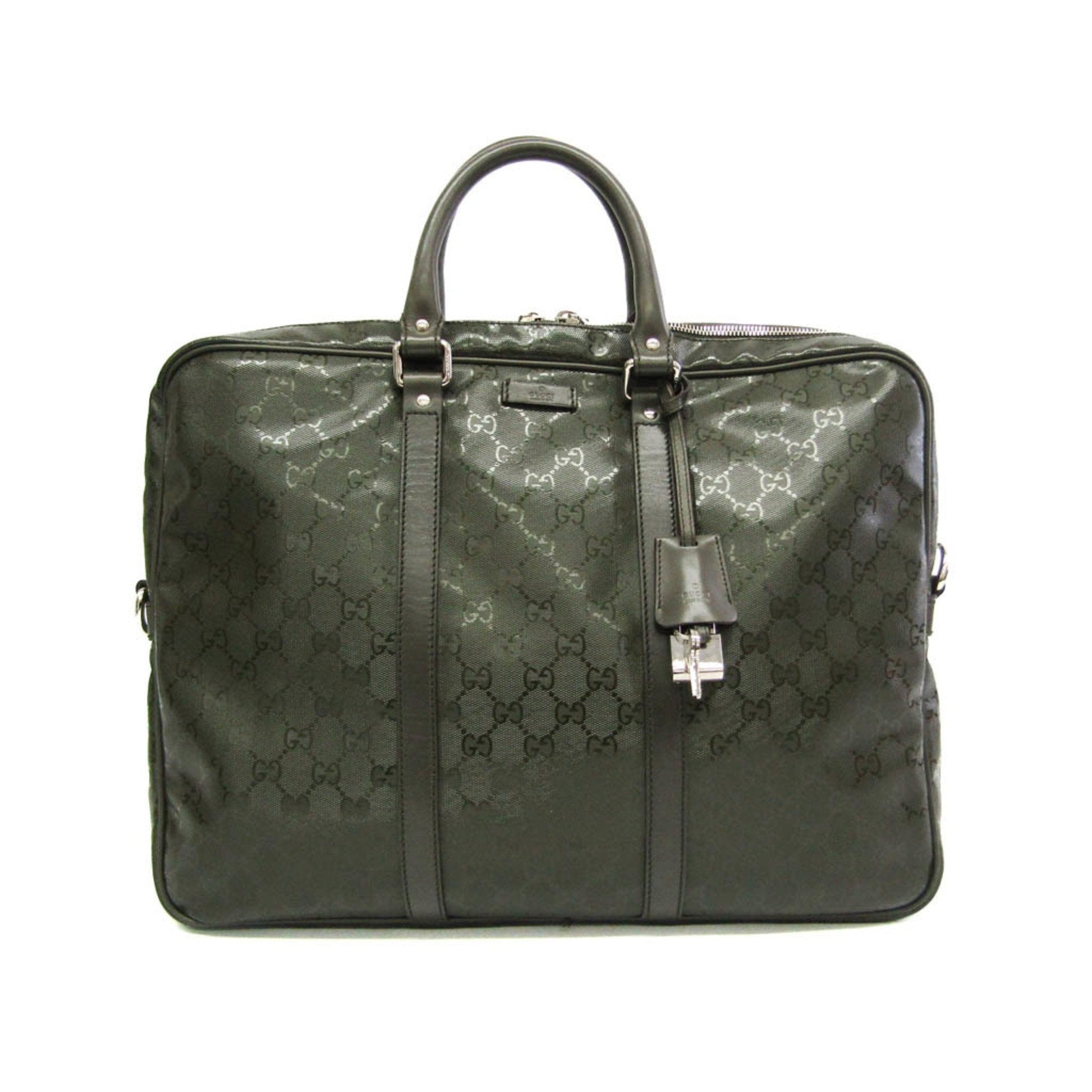 Gucci Gg Imprimé Khaki Canvas Briefcase Bag ()
