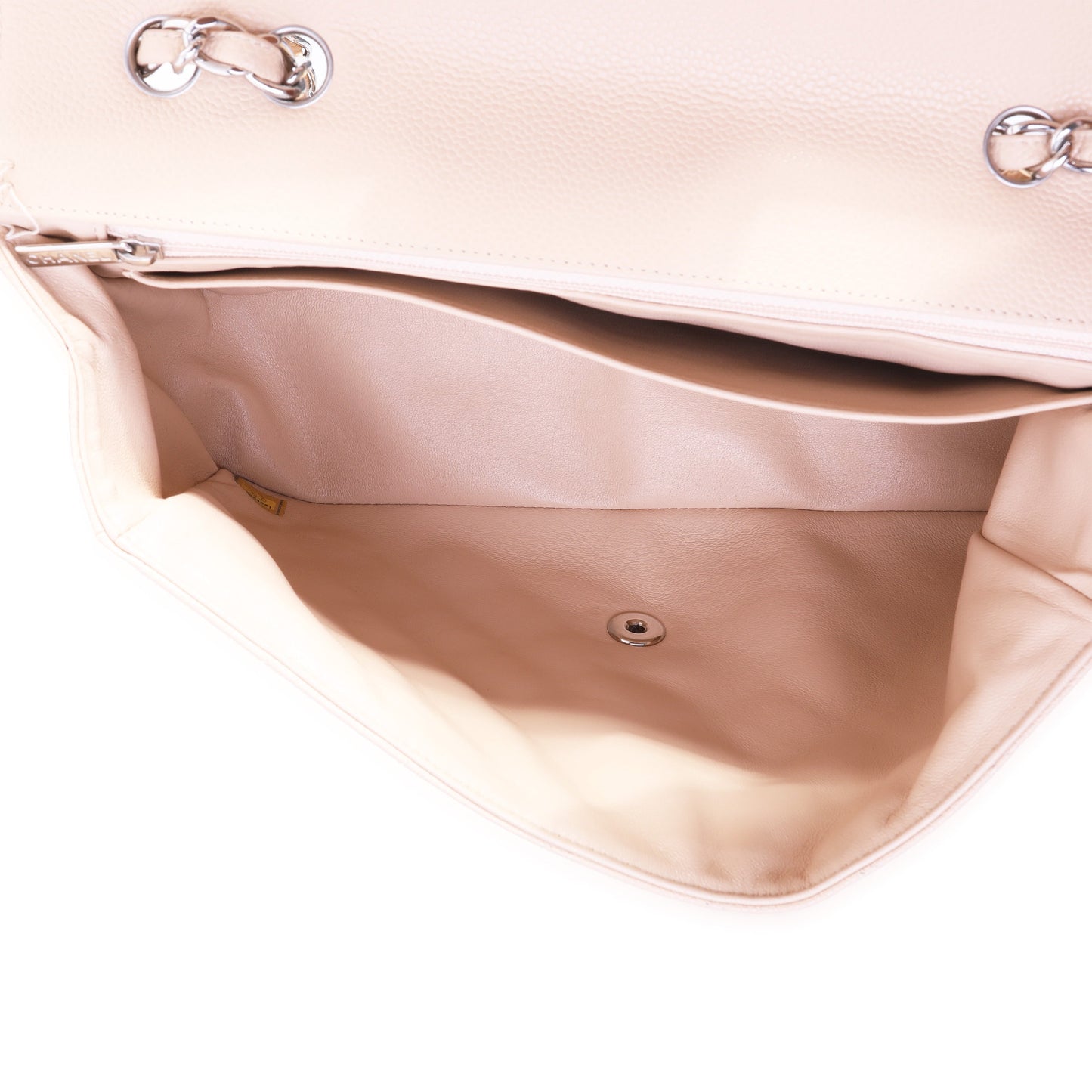 Beige Quilted Caviar Jumbo Classic Single Flap Bag
