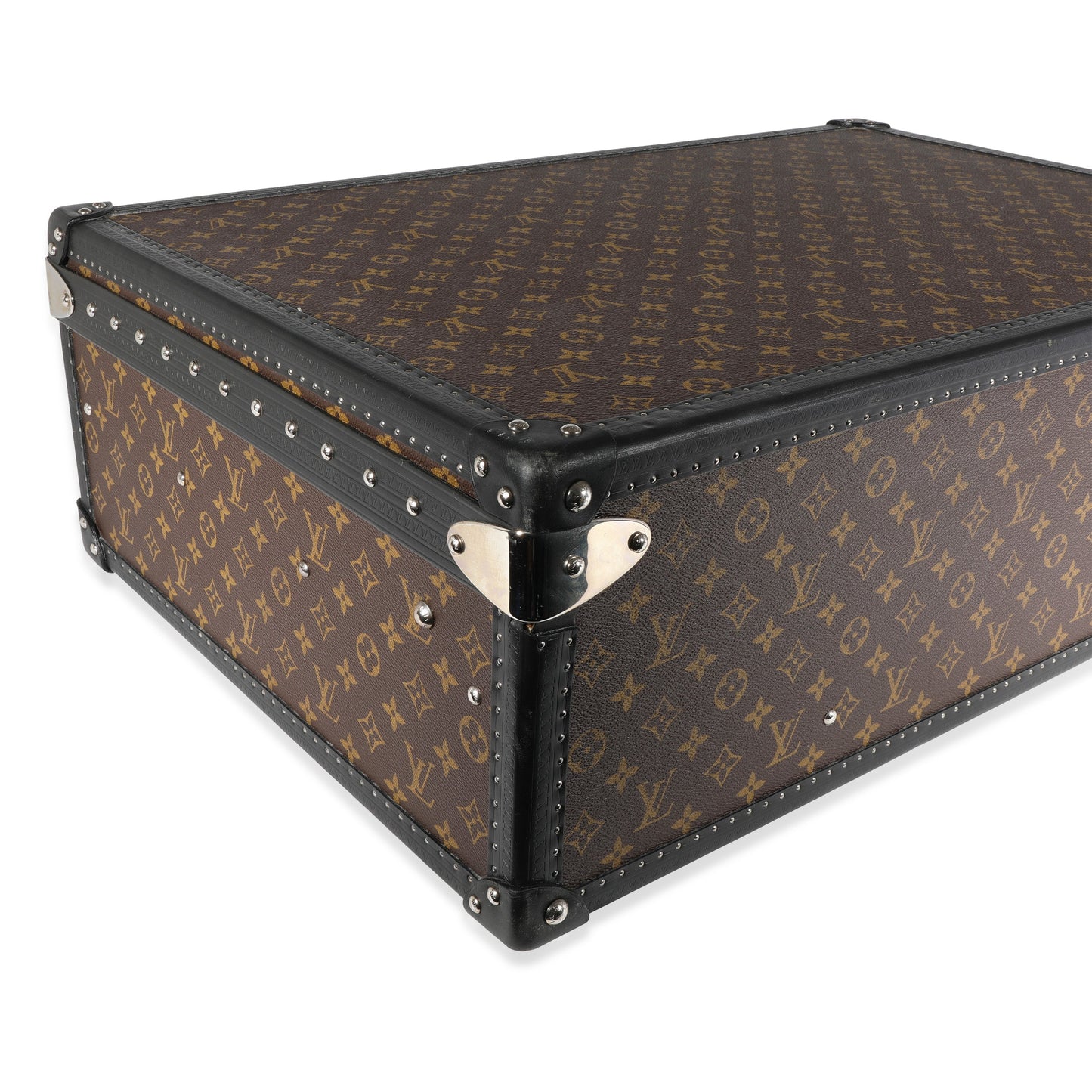 LOUIS VUITTON Monogram Macassar & Black Leather Alzer Trunk 70