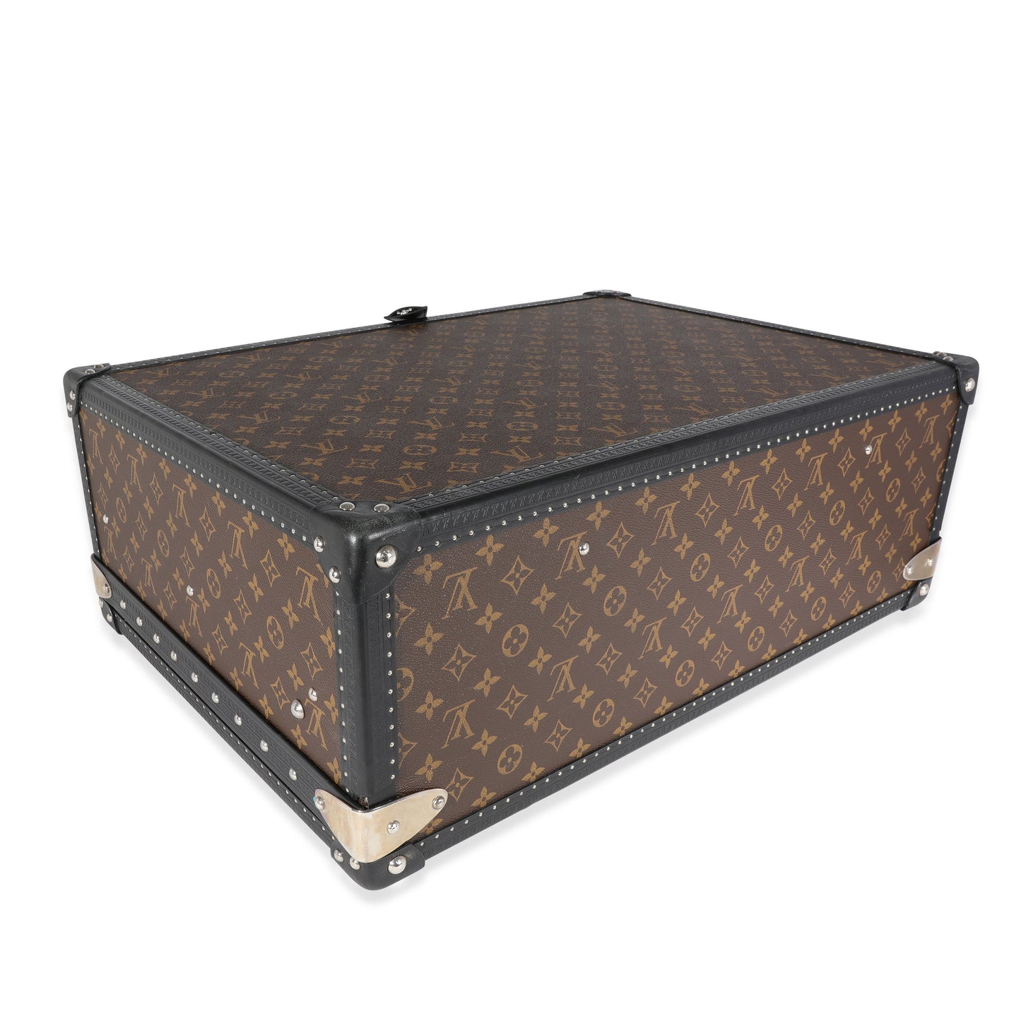LOUIS VUITTON Monogram Macassar & Black Leather Alzer Trunk 60