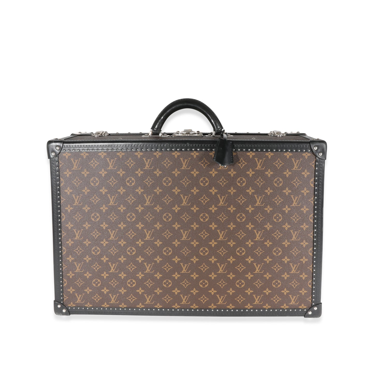 LOUIS VUITTON Monogram Macassar & Black Leather Alzer Trunk 60