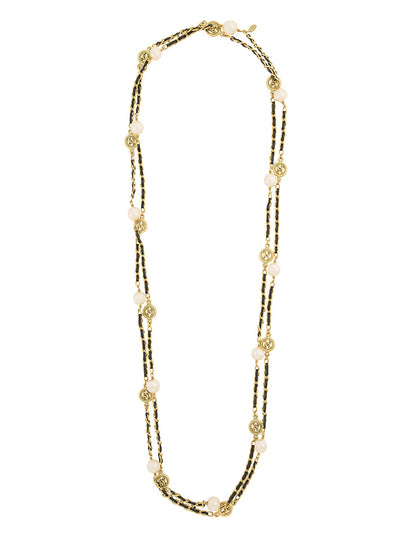 Chanel Vintage '94 Leather Woven Chain Link 82" Necklace