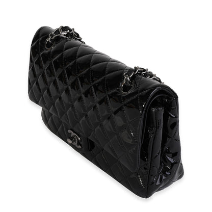 Chanel Black Quilted Patent Leather Medium Classic Double New Bag