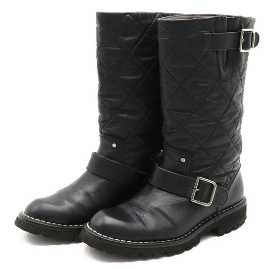 Chanel Matelasse Leather Coco Mark Engineer Boots