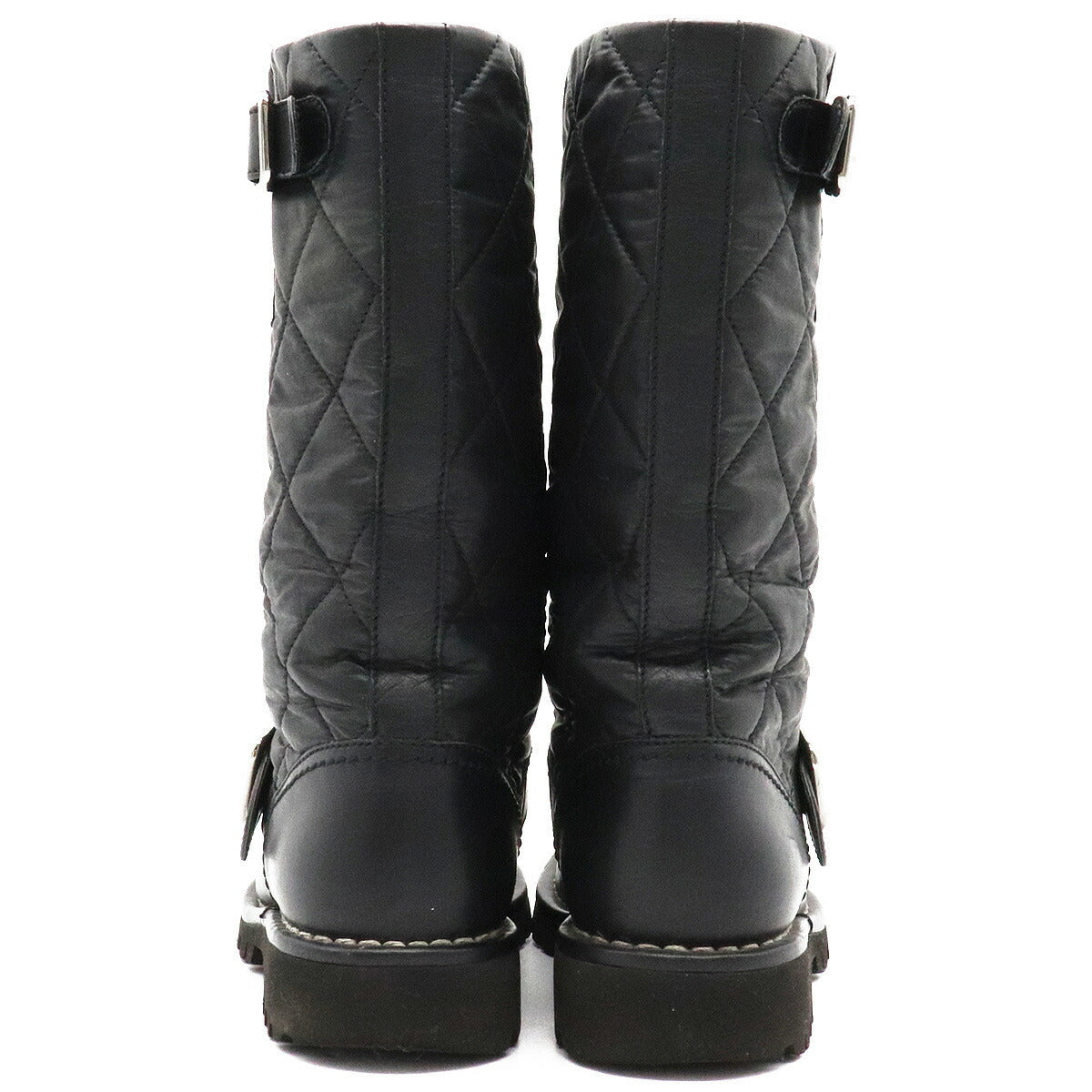 Chanel Matelasse Leather Coco Mark Engineer Boots