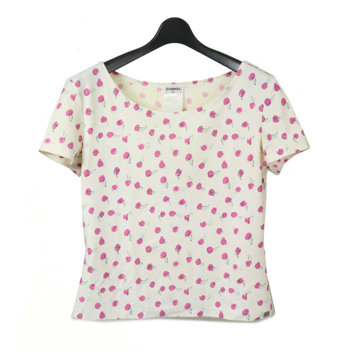 Chanel Nylon Spandex Rose Print Short Sleeve Top