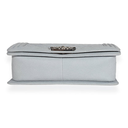 Light Blue Quilted Washed Caviar Old Medium Boy Bag