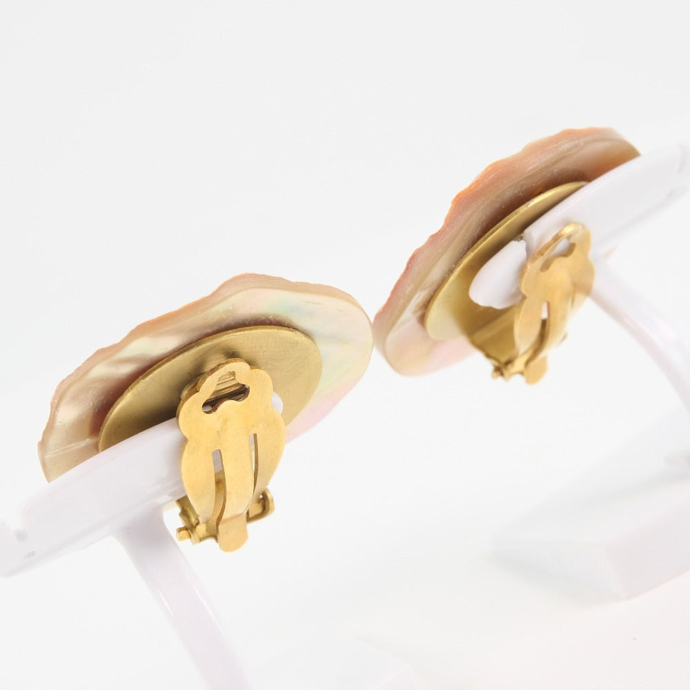 CHANEL Earring Shell, Plated Gold beige COCO Mark Women Used