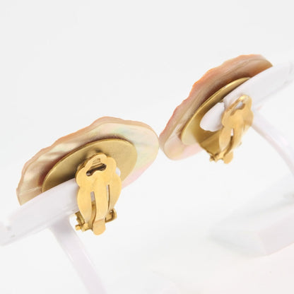 CHANEL Earring Shell, Plated Gold beige COCO Mark Women Used
