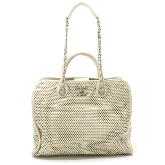 Chanel Leather Coco Mark Punching Mesh 2way Bag