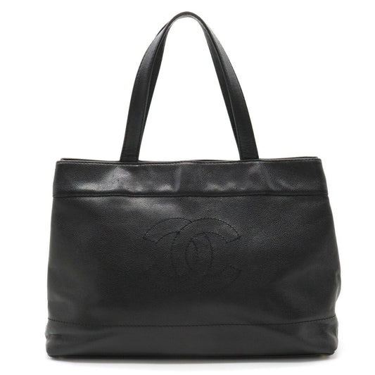 Chanel Caviar Skin Coco Mark 2way Tote Bag Black