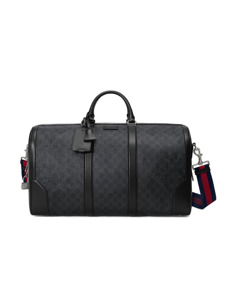 Gucci - GG Supreme carry-on duffle bag - men - Microfibre/Linen/Flax/metal/Leather - One Size - Black
