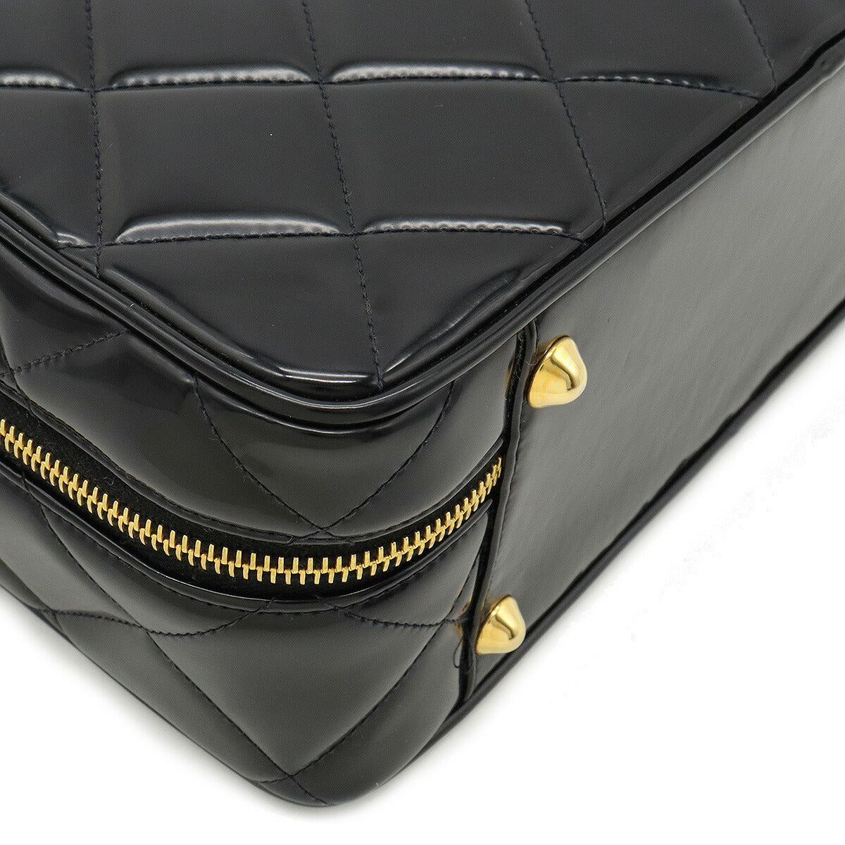Chanel Patent Leather Matelassé 2way Handbag Black