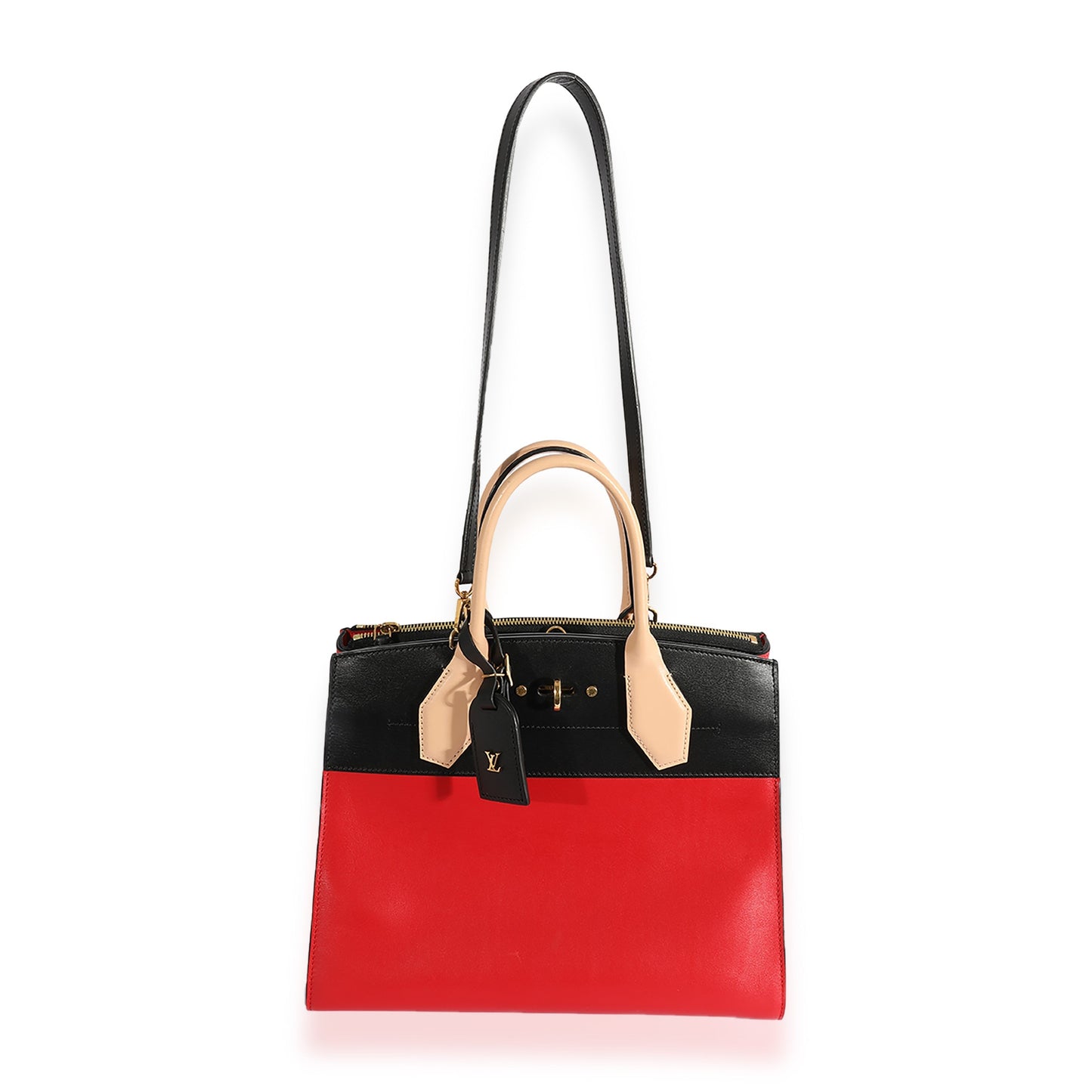 LOUIS VUITTON Rouge & Black Calfskin City Steamer MM