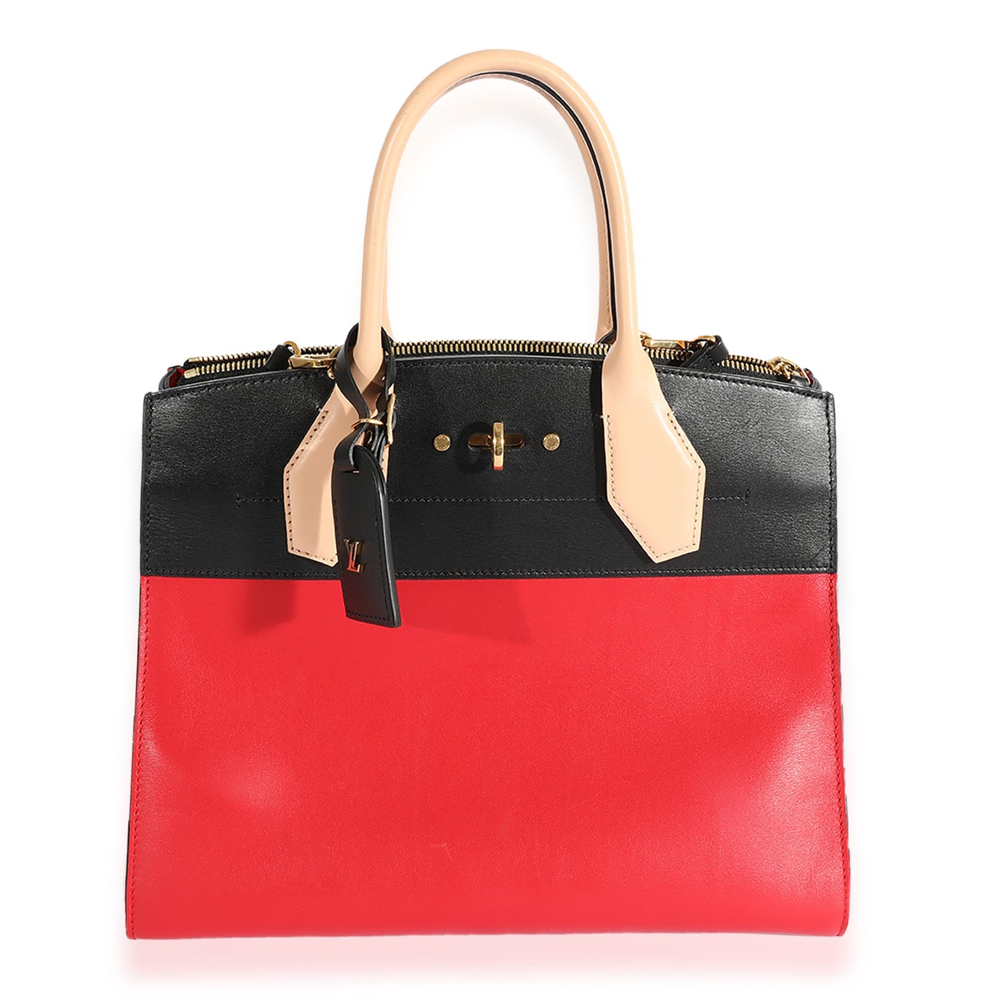 LOUIS VUITTON Rouge & Black Calfskin City Steamer MM