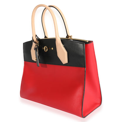 LOUIS VUITTON Rouge & Black Calfskin City Steamer MM