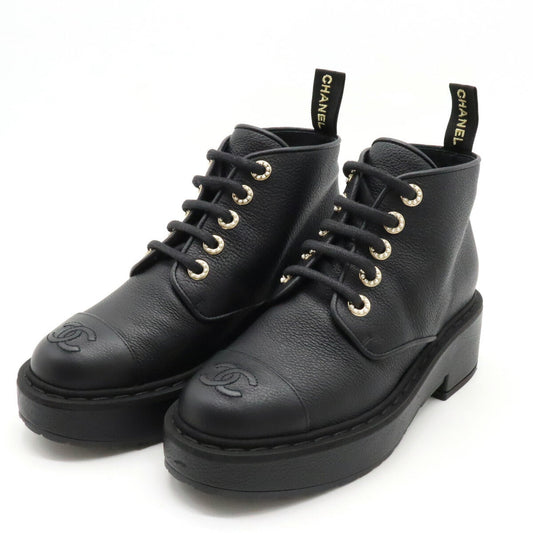 Chanel Leather Pearl Short Boots G36416