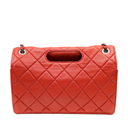 Chanel Red Quilted Distressed Lambskin Toolbox Bag w/ Gunmetal Hardware